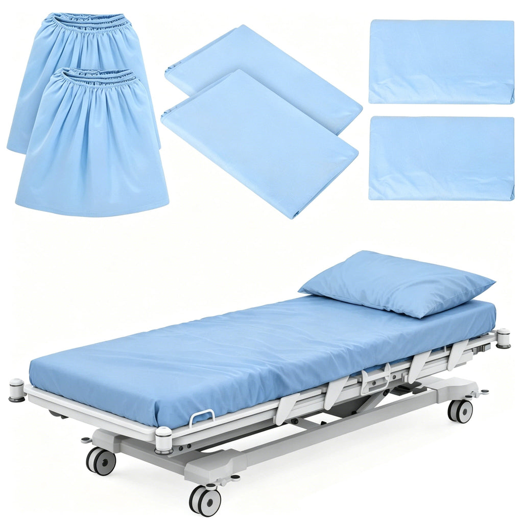 Breathable Luxury 6 Pcs Hospital Bed Sheets Set, Includes 2 Fitted Sheet 84x36x14", 2 Flat Sheets 104x59", 2 Pillowcases 19x29", Soft B... - Cooling Hotel Quality Bedding Sheets and Pillowcases - Default Title
