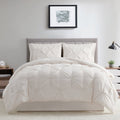 All-Season Comforter Set, 3-Piece, Queen, Pleated Wrinkle-Resistant Microfiber Bedding, Ivory, All-Season - Luxurious Quilted Duvet Cover Set - Default Title