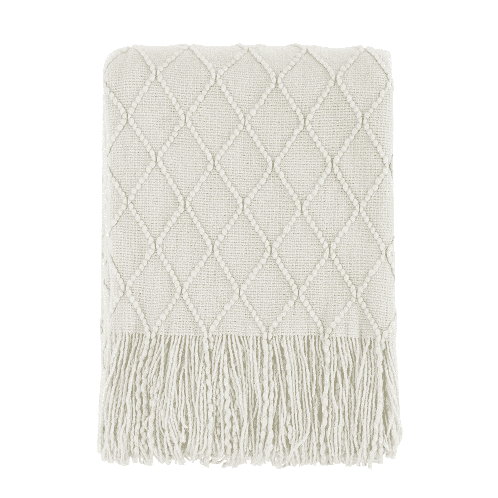 Lightweight Warm Rhombus Beige Throw Blanket, Soft and Lightweight, 50"x 60" - Super Soft Reversible Sherpa Flannel Blanket - Default Title