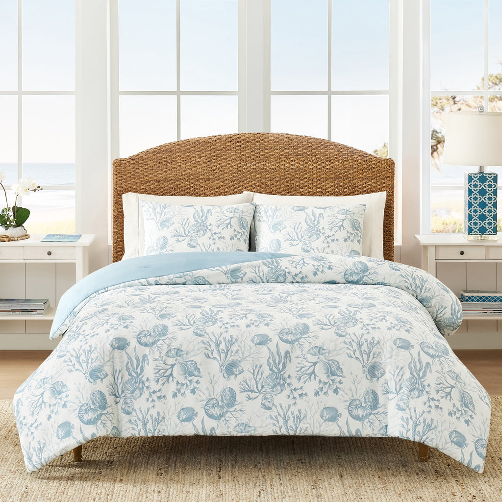 Hypoallergenic Cloud 3-Piece Lightweight 100% Cotton Blue & White Ocean Print Comforter Set, Full/Queen - Hypoallergenic Ultra-Fluffy Quilt for Winter - Default Title