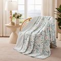 Super Soft Flannel Throw Blanket, Reversible Plush Fleece Blanket for Couch, Green Seaberry Print, 50" x 72" - Lightweight Plush Warm Blanket for All Seasons - Default Title