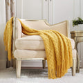 Super Soft Flannel Decorative Soft Spring Summer Fall Throw Blanket ,for Couch Sofa Chair Bed,50''X60'',Mustard Yellow - Super Soft Reversible Sherpa Flannel Blanket - Default Title