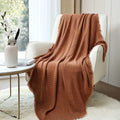 Super Soft Flannel Farmhouse Rust Knit Throw Blanket for Couch Sofa Chair Bed Home Decoration, Soft Warm Cozy Light Weight for Spring Su... - Super Soft Reversible Sherpa Flannel Blanket - Default Title