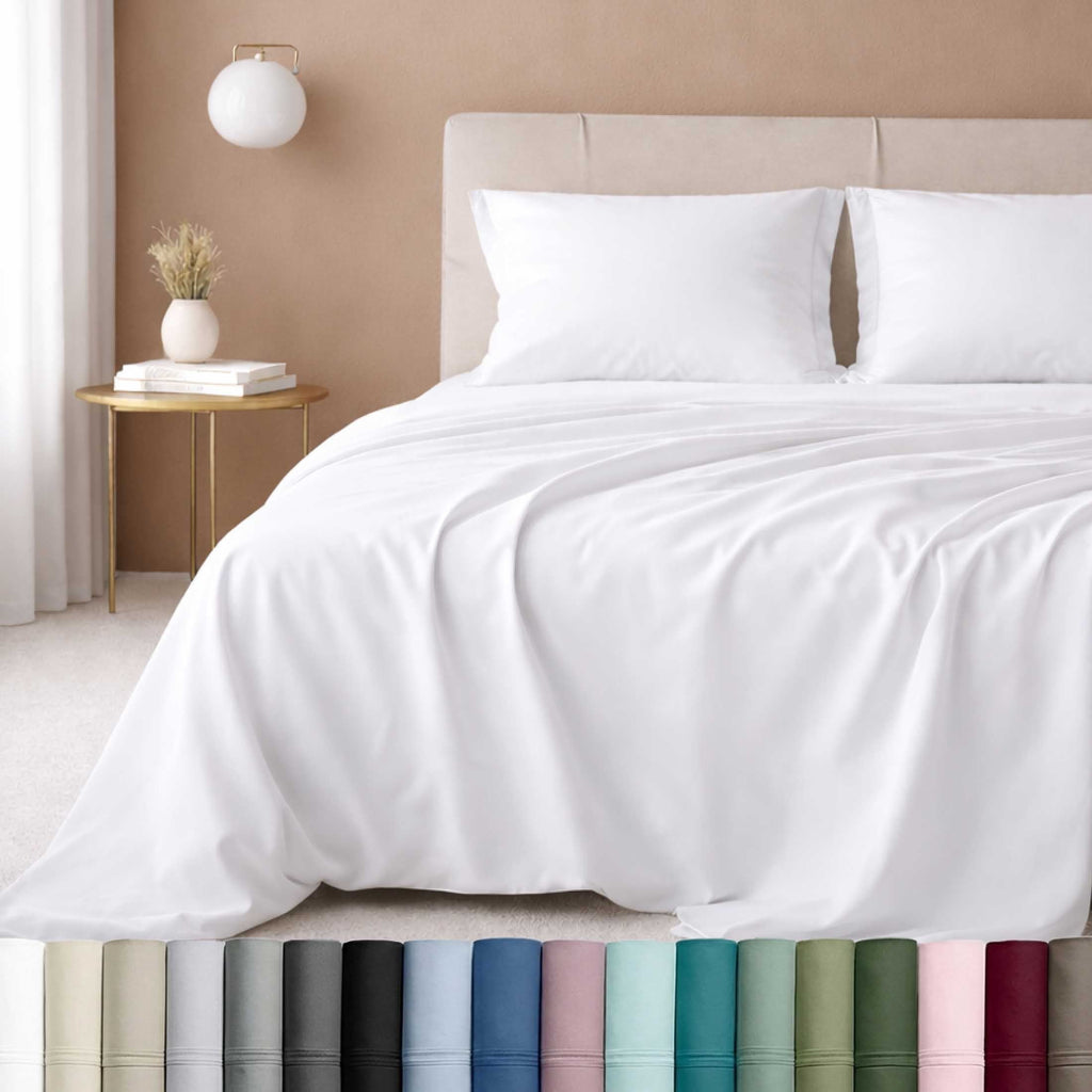 Wrinkle-Resistant 100% Cotton Queen Sheets Set - 600 Thread Count 100% Cotton Sheets Queen, Sateen Deep Pocket Adult/Teen 4 Piece Bed Sh - Premium Ultra-Soft Pillowcase Pair for Sleeping - Default Title