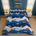Heavyweight Warmth Car Comforter Set Construction Bedding Set for Boys Kids Trucks Comforter Cartoon Car Excavator Tractor Blue 3Pcs Twin - All-Season Down Alternative Comforter Insert - Default Title