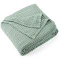 Super Soft Flannel 100% Cotton Muslin Throw Blanket Gauze Blankets for Adults Soft Throws for Bed and Couch, 50" x 70" Sage Green - Cozy Fleece Throw Blanket for Couch & Bed - Default Title
