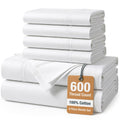 Premium Egyptian Cotton Bed Sheets Set – 6 Piece, 600 Thread Count, 100% Cotton Sheets, Hotel Luxury Sateen Finish, 15" Deep Pocket, Easy to ... - Premium Ultra-Soft Pillowcase Pair for Sleeping - Default Title