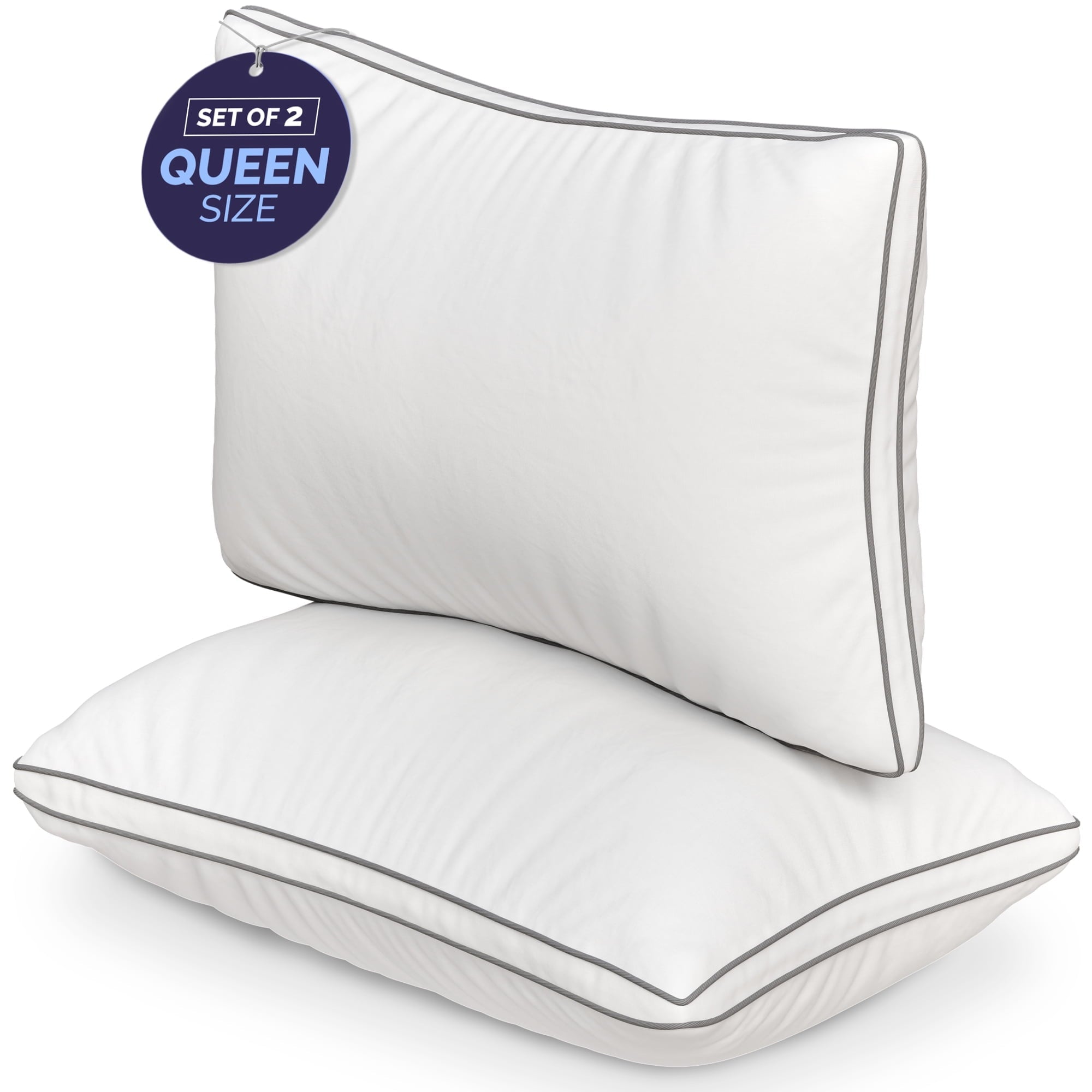 Ergonomic Memory Foam Bed Pillows Queen Size Set of 2 - Luxury Down Alternative Pillow - 5 Star Hotel Pillows for Back, Side and Stomach Sl... - Hotel Quality Plush Sleeping Pillows - Default Title