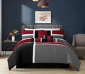 Luxurious Quilted 7-Piece Medallion Patchwork Comforter Set, Full, Red/Gray/Black - Hypoallergenic Ultra-Fluffy Quilt for Winter - Default Title
