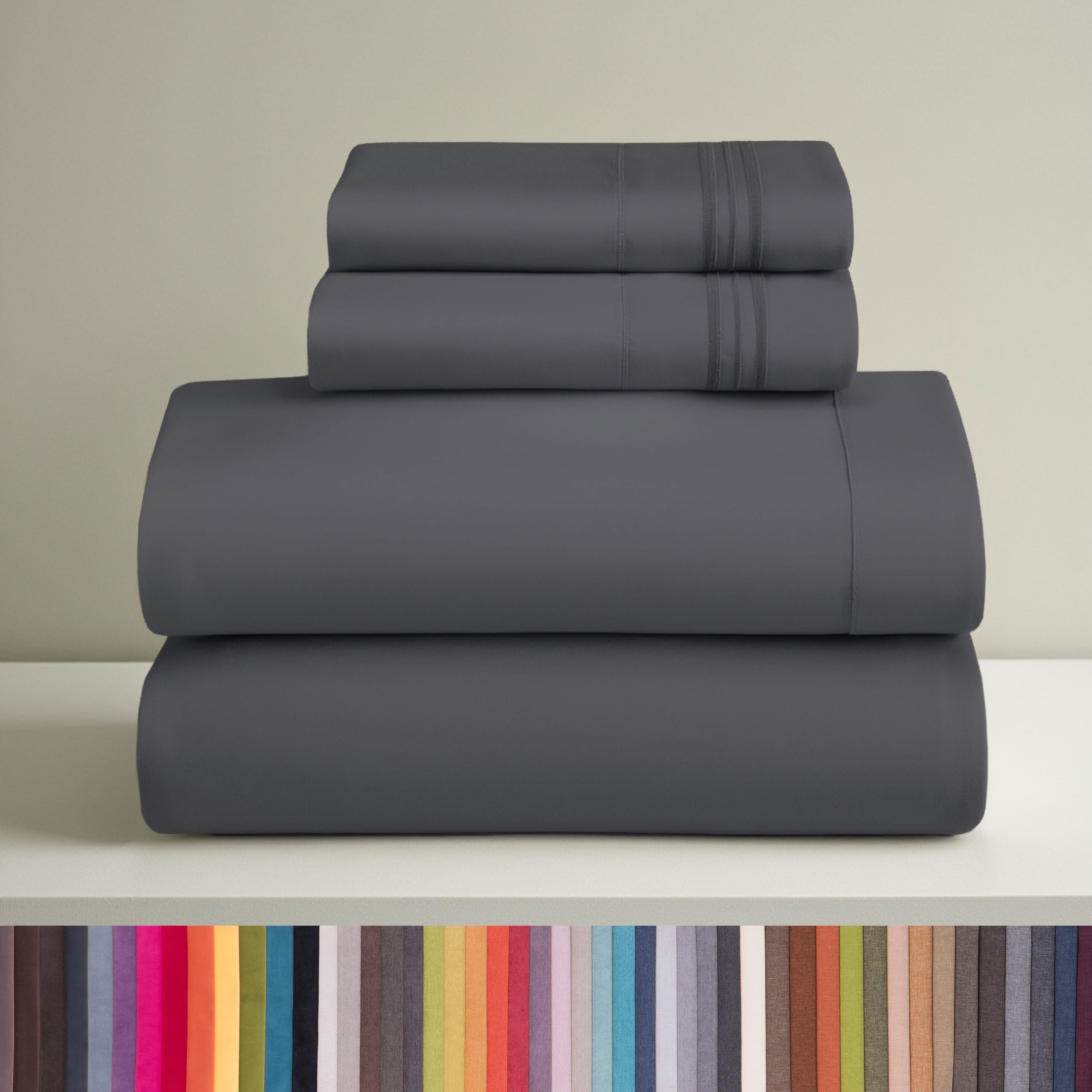 Premium Egyptian Cotton Sheets Set, 4 Piece Deep Pocket Sheets, 100% Soft Microfiber Bed Sheets Set, Gray - Premium Ultra-Soft Pillowcase Pair for Sleeping - Default Title