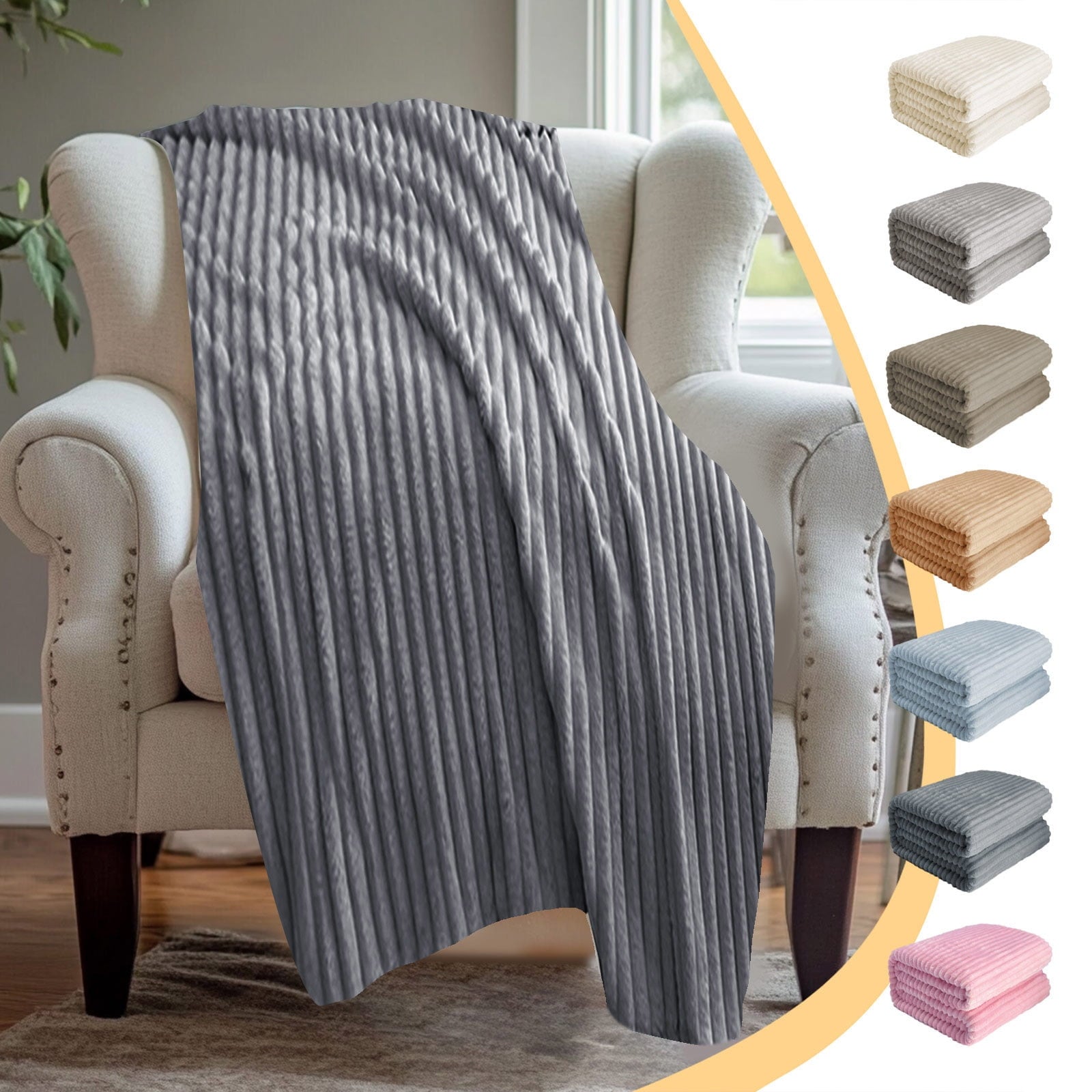 Lightweight Warm Bunny Blanket, Super Soft & Warm Faux Rabbit Fur Throw Blanket, Lightweight Microfiber Machine Washable for Bedroom, ... - Luxury Knitted Decorative Throw Blanket with Fringes - Default Title