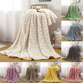 Decorative Knitted Clearance Under $5 Throw Blanket, Super Soft Warm Solid Color Thicken Flannel Blankets, Microfiber Machine Washable f... - Luxury Knitted Decorative Throw Blanket with Fringes - Default Title