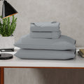 Cooling Sateen Soft Finish Microfiber Percale Queen Bed Sheet Set – 4-Piece Lightweight, Wrinkle-Resistant, Quick-Dry, Light Gray - Cooling Hotel Quality Bedding Sheets and Pillowcases - Default Title