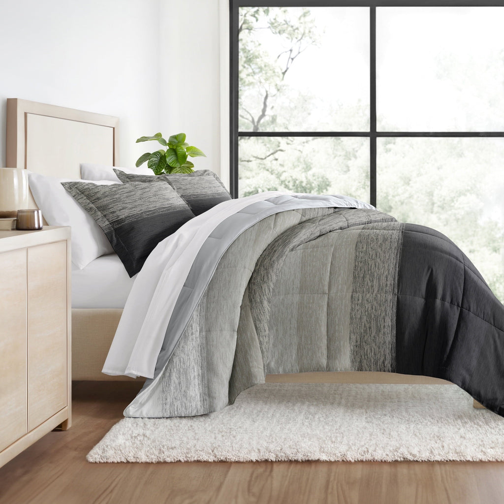 All-Season All Season Ultra Soft Comforter Set Lightweight Bedding in Gray/Black Ombre for Full/Queen Size - All-Season Down Alternative Comforter Insert - Default Title