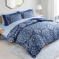 All-Season Queen Size Comforter Set, 9-Piece Bed in a Bag Queen, Navy Blue Bedding Comforter Set with Comforter, Flat Sheets, Fi... - All-Season Down Alternative Comforter Insert - Default Title
