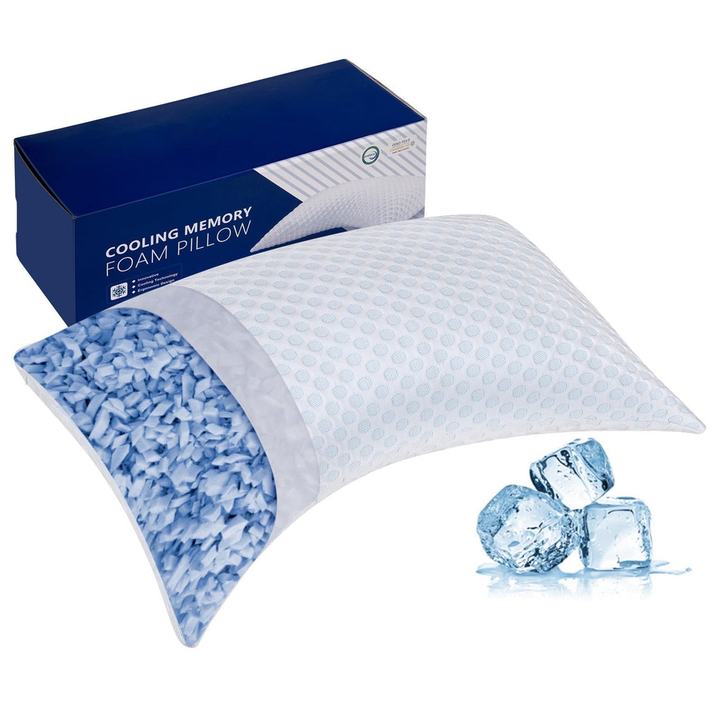 Fluffy Shredded Cooling Shredded Memory Foam Bed Pillows Adjustable Firm Support Pillow for Side and Back Sleepers Curved Pillows Set... - Ergonomic Memory Foam Pillow for Neck Pain Support - Default Title