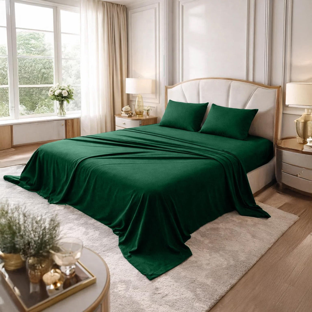 Premium Egyptian Cotton Bed Sheet Set Twin 3 Piece Hunter Green Breathable Soft Cotton Jersey Sheets with Deep Pockets, Unisex - Premium Ultra-Soft Pillowcase Pair for Sleeping - Default Title
