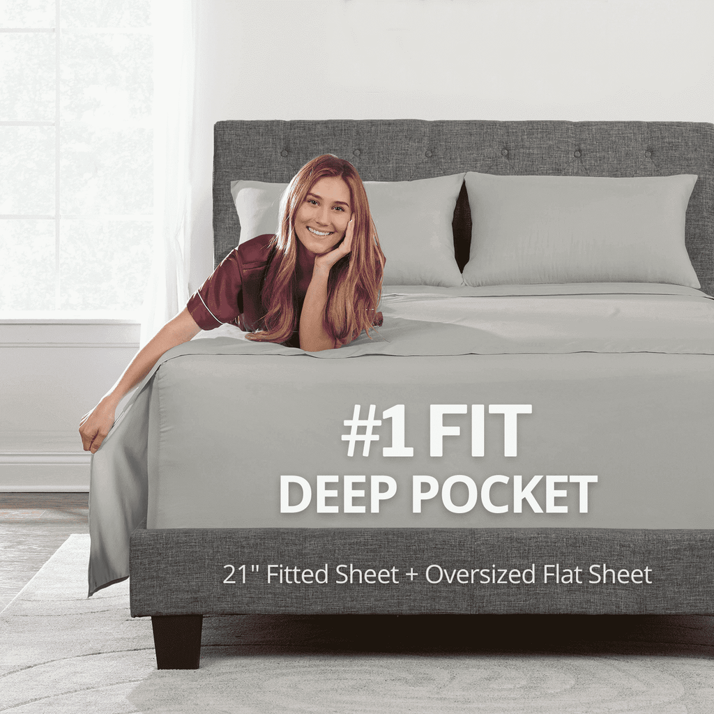 Breathable Luxury Bedding 21” King Extra Deep Pocket Sheets - Deep King Fitted Sheet - Super And Ultra Deep Sheet - For Deep Mattress -... - Luxury Bed Sheet Set with Deep Pockets - Default Title