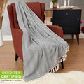 Lightweight Warm Turkish Cotton Throw Blanket & Beach Towel, 60"x70" Boho Decorative Blanket for Couch, Bed, Sofa & Outdoor, Lightweig... - Luxury Knitted Decorative Throw Blanket with Fringes - Default Title