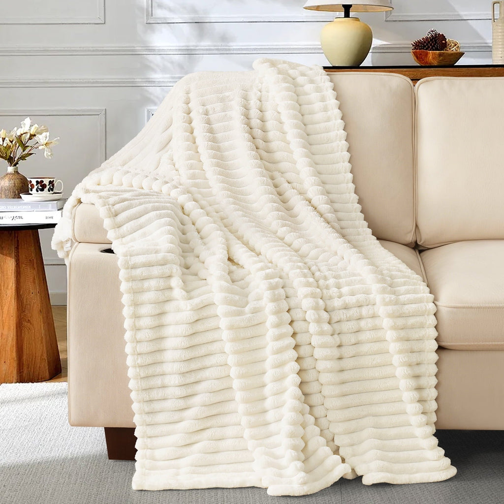 Super Soft Flannel White Fleece Throw Blanket for Couch, Super Soft Cozy Blankets and Throws, Decorative Fleece Blankets for Women Men G... - Cozy Fleece Throw Blanket for Couch & Bed - Default Title