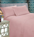 Wrinkle-Resistant 4 Pieces Bed Sheet Set With Flat Fitted and 2 Pillowcases King-Dusty Rose - Cooling Hotel Quality Bedding Sheets and Pillowcases - Default Title