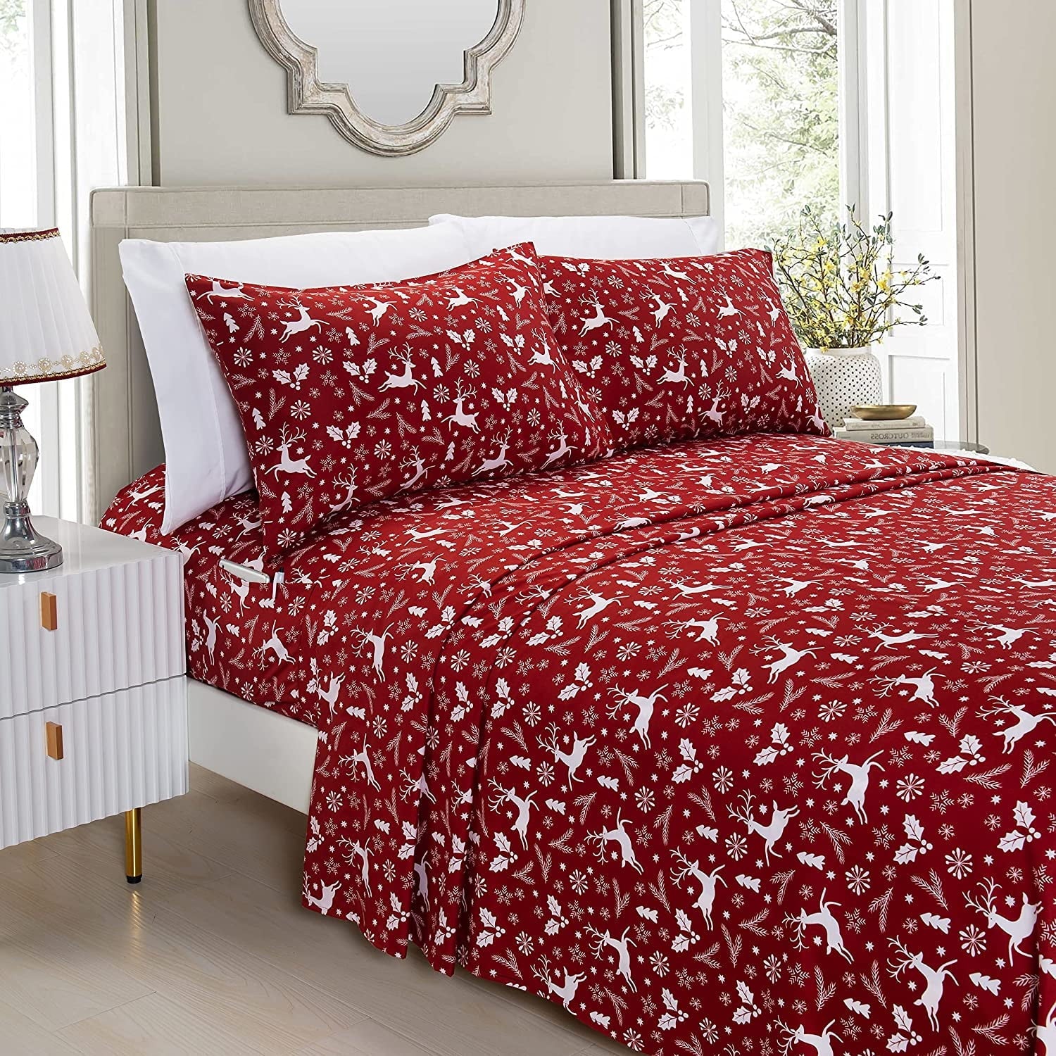 Premium Egyptian Cotton Luxury Soft Bed Sheets Holiday Pattern 1500 Thread Count Percale Egyptian Quality Softness Wrinkle and Fade Resistant... - Premium Ultra-Soft Pillowcase Pair for Sleeping - Default Title