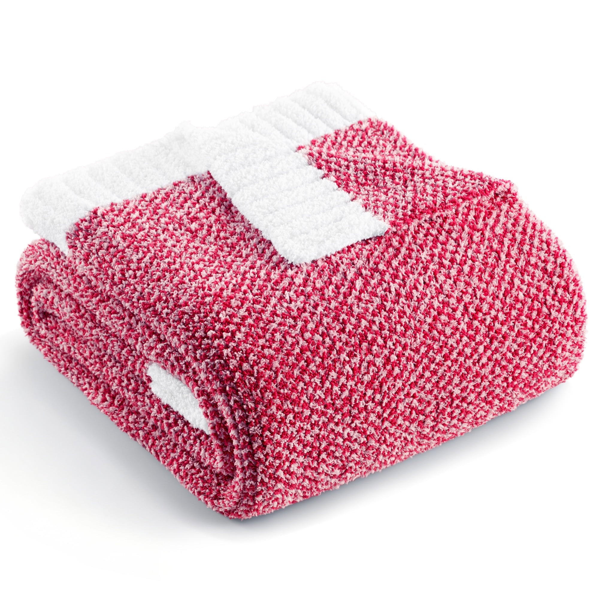 Lightweight Warm Knit Throw Blanket, Ultra Soft Cozy Fluffy Blankets, Lightweight Fuzzy Plush Throw for Couch and Bed, Mixed Red, 50"x60" - Luxury Knitted Decorative Throw Blanket with Fringes - Default Title