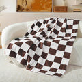 Decorative Knitted Checkered Throw Blanket, Super Soft and Warm Fluffy Fleece Blanket for Couch, Sofa, Bed, Cute Plaid Pattern, Coffee, ... - Luxury Knitted Decorative Throw Blanket with Fringes - Default Title
