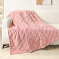 Decorative Knitted Fleece Throw Blanket for Couch, Super Soft Warm Lightweight Checkered Pattern Blanket for All Seasons, Pink, 50"x60" - Cozy Fleece Throw Blanket for Couch & Bed - Default Title