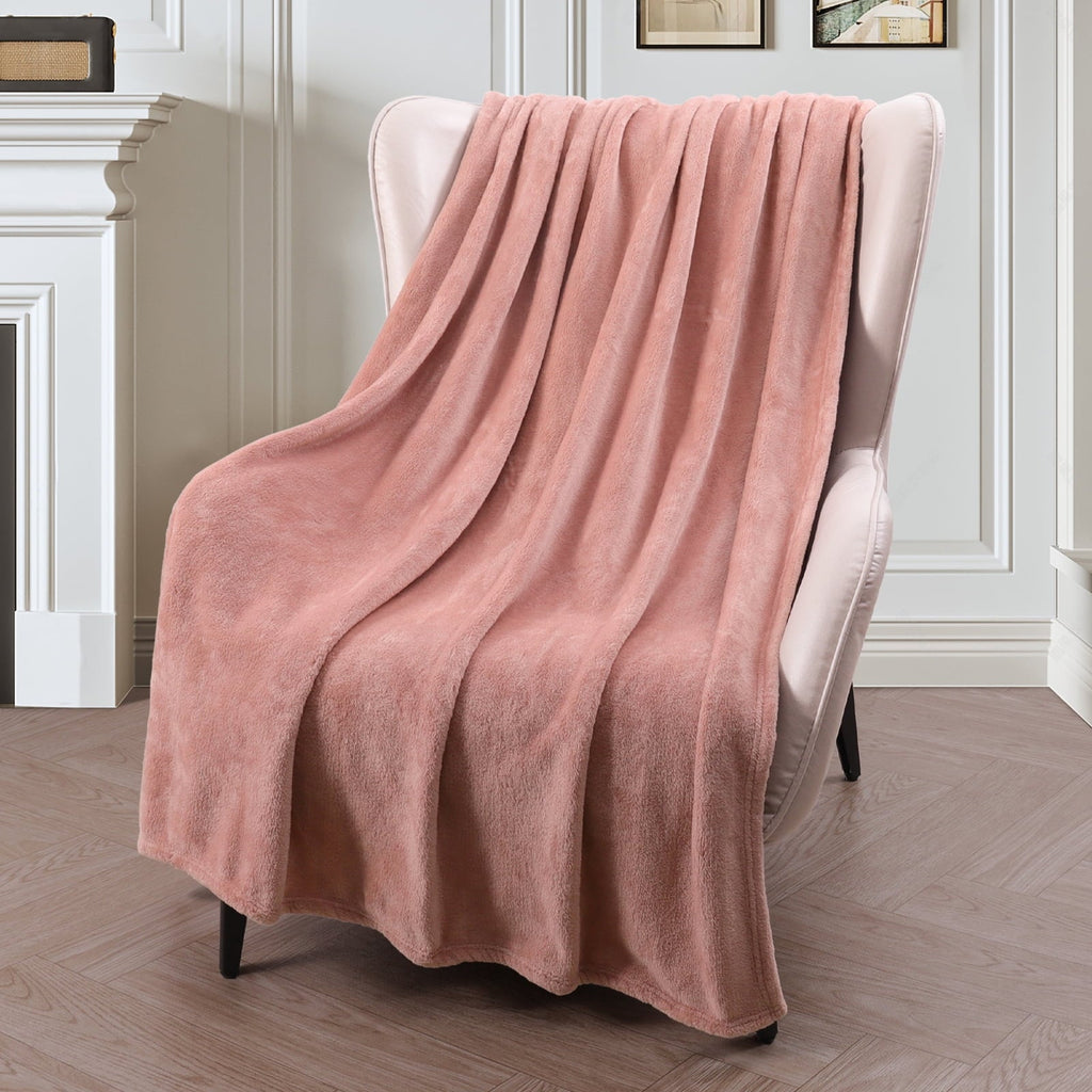 Super Soft Flannel Large Flannel Fleece Velvet Plush Throw Blanket - 50" x 70" (Pink) - Lightweight Plush Warm Blanket for All Seasons - Default Title