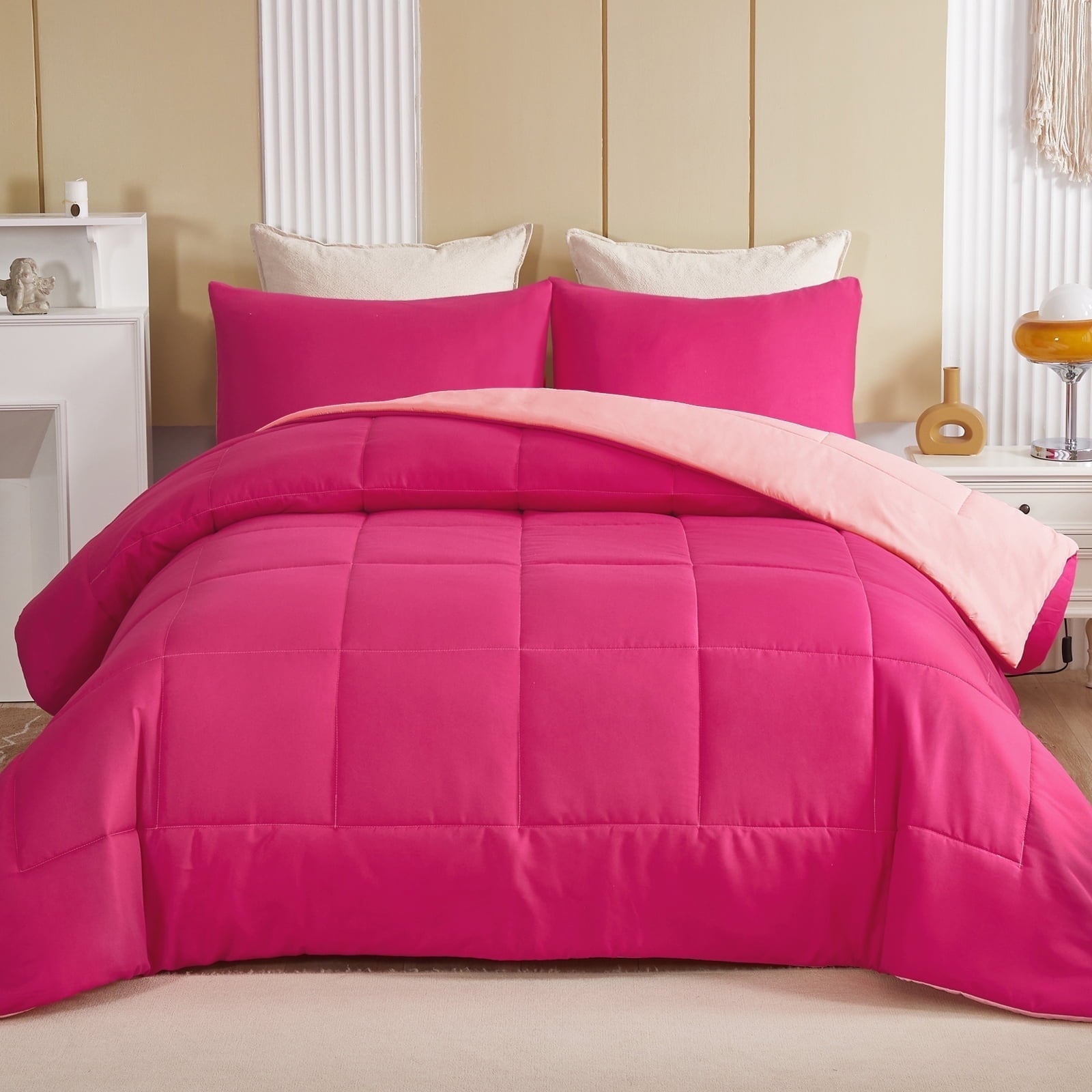 Hypoallergenic Cloud Lightweight Reversible 3-Piece Comforter Set All Seasons, Down Alternative Comforter with 2 Pillow Shams, Queen Size,... - Hypoallergenic Ultra-Fluffy Quilt for Winter - Default Title