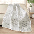 Lightweight Warm Microfiber Boho Patchwork Pattern Quilted Throw Blanket for Bed/Couch/Sofa, Soft and Lightweight (50"x 60", Grey) - Cozy Fleece Throw Blanket for Couch & Bed - Default Title