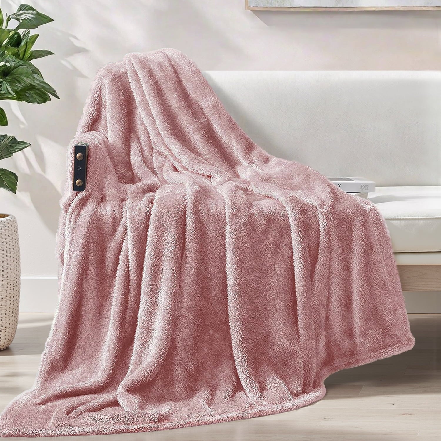 Reversible Sherpa Plush Fuzzy Large Fleece Throw Blanket (50" x 70", Dusty Pink)- Soft, Warm and Lightweight - Lightweight Plush Warm Blanket for All Seasons - Default Title