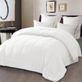 Luxurious Quilted Queen Comforter Set White, 3-Piece Solid Comforter Duvet Insert with Corner Tabs, Lightweight Bedding Down Alternativ... - Hypoallergenic Ultra-Fluffy Quilt for Winter - Default Title