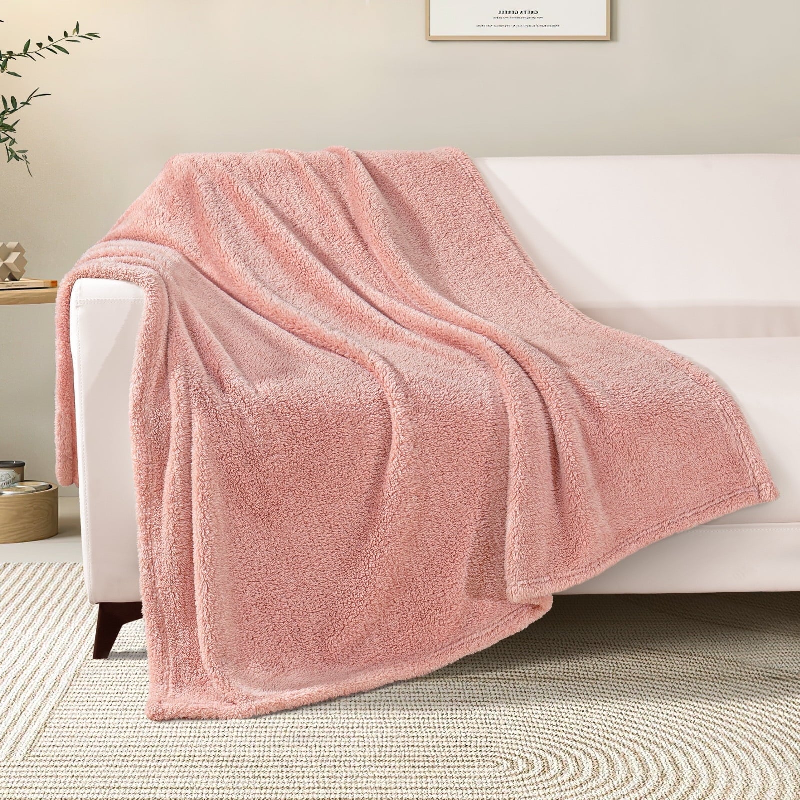 Cozy Fleece Soft Fleece Throw Blanket for Couch, Super Soft Velvet Plush Bed Blanket, 50x60 Inches, Pink - Luxury Knitted Decorative Throw Blanket with Fringes - Default Title
