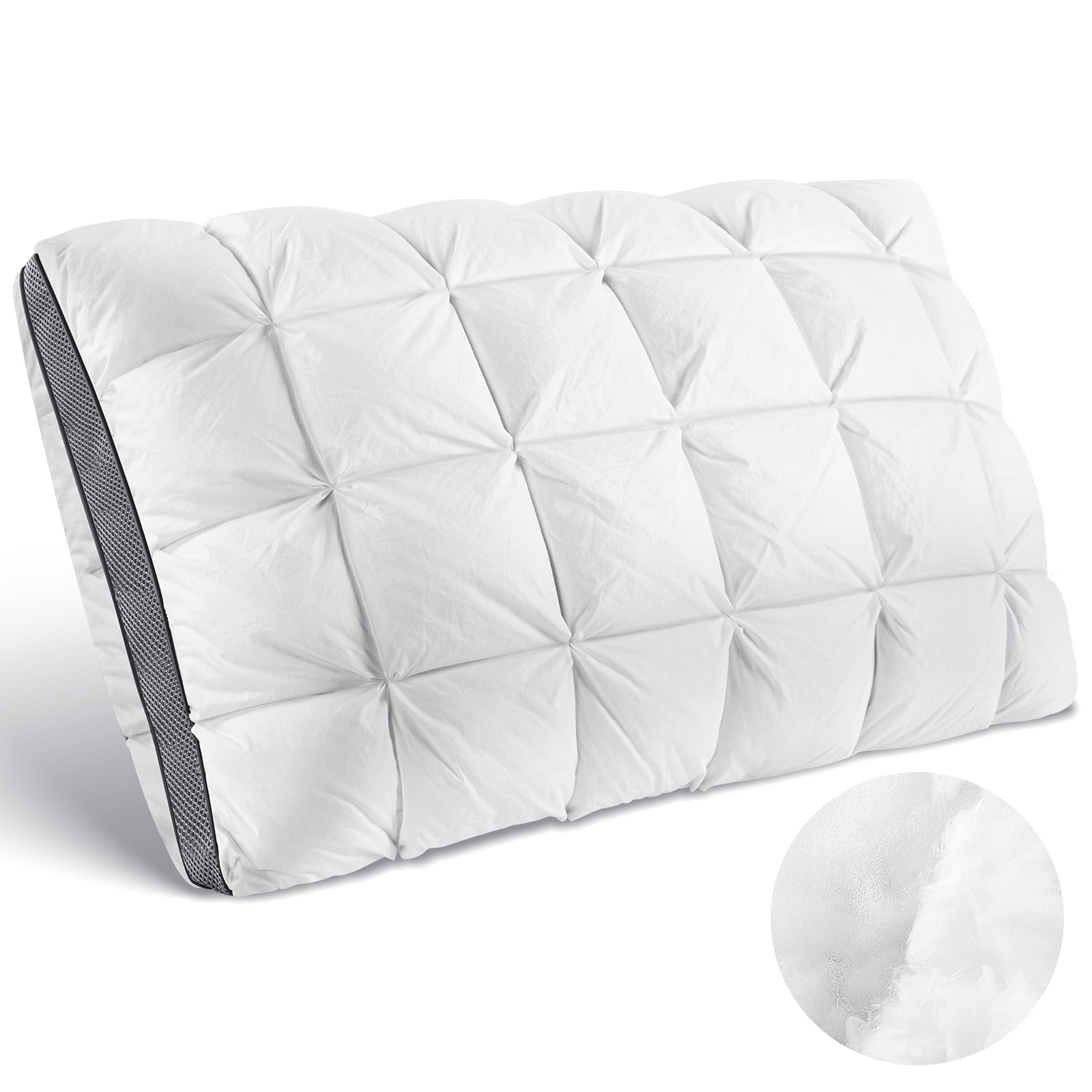 Decorative Plump Hotel Cervical Pillow for Sleeping – Ergonomic Contour Neck Support Bed Pillow, Fluffy and Supportive for Side, Back ... - Orthopedic Shredded Foam Bed Pillow Set - Default Title