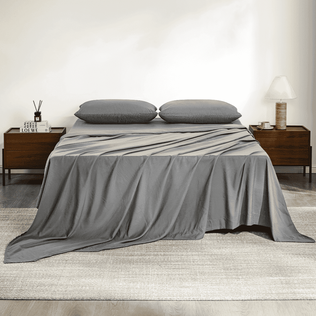 Premium Egyptian Cotton Full Size Bed Sheets, 4 Piece Sheets 14” Deep Pocket Sheet & Pillowcase Sets Soft Microfiber Luxury Bedding Fitted Sh... - Cooling Hotel Quality Bedding Sheets and Pillowcases - Default Title
