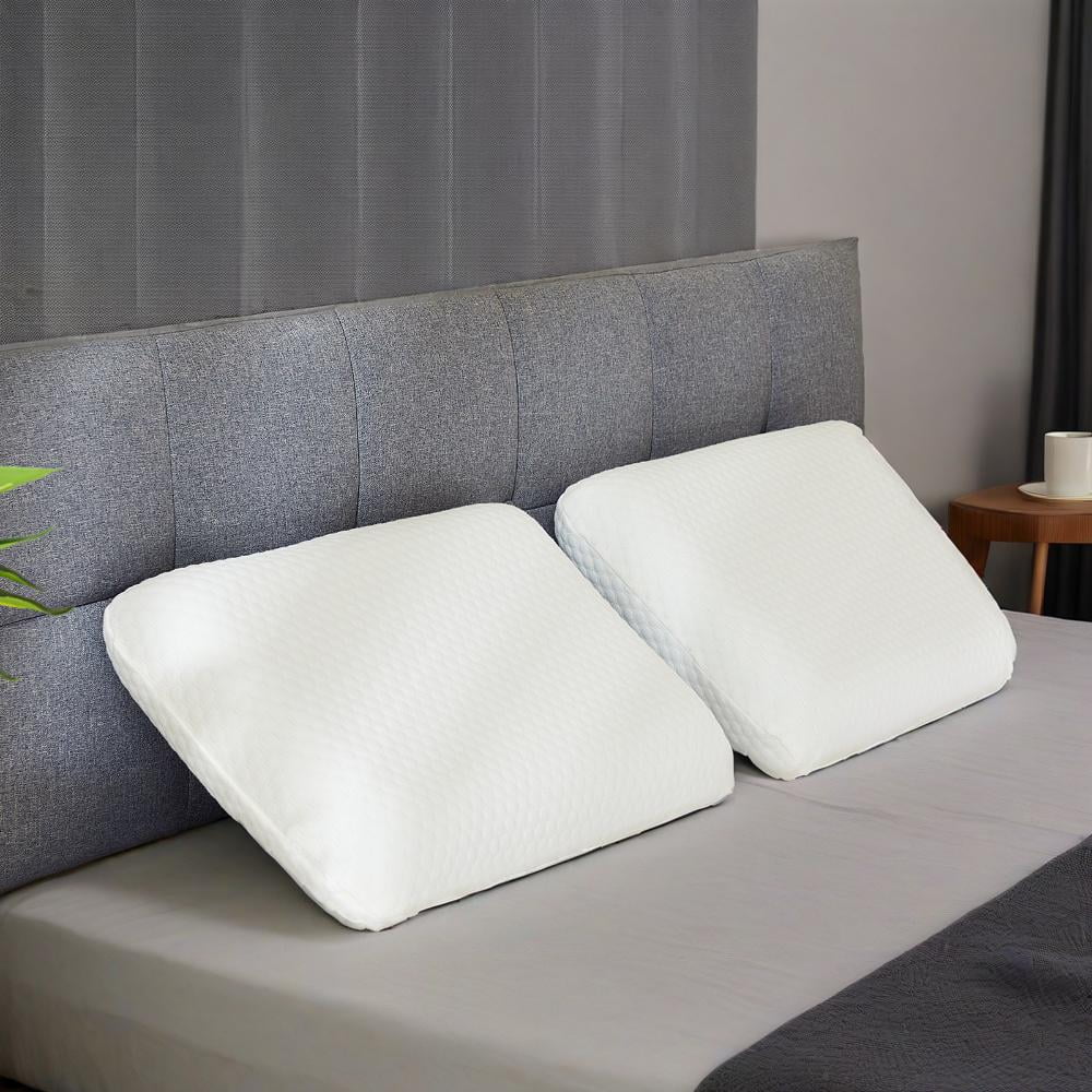 Ergonomic Memory Foam Memory Foam Pillow for Sleeping, 24"D x 16"W x 4.7"H, Soft Supportive Hotel Pillow for Bed, Washable Cover, Set of 2 - Orthopedic Shredded Foam Bed Pillow Set - Default Title