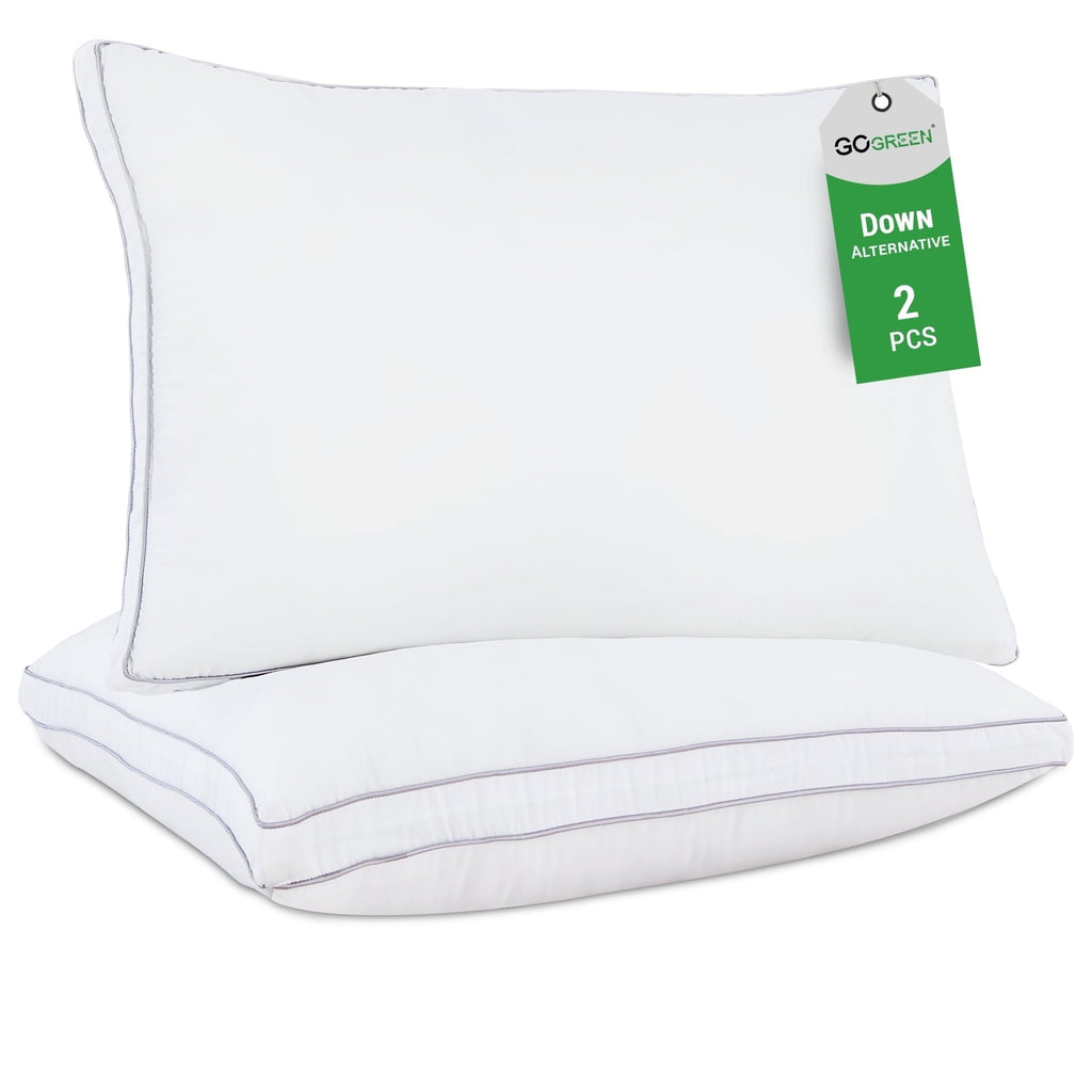 Ergonomic Memory Foam 2 Pack Pillows for Bed, Standard Size Pillows Insert for Side and Back Sleepers, Soft Down Alternative Microfiber Fil... - Hotel Quality Plush Sleeping Pillows - Default Title