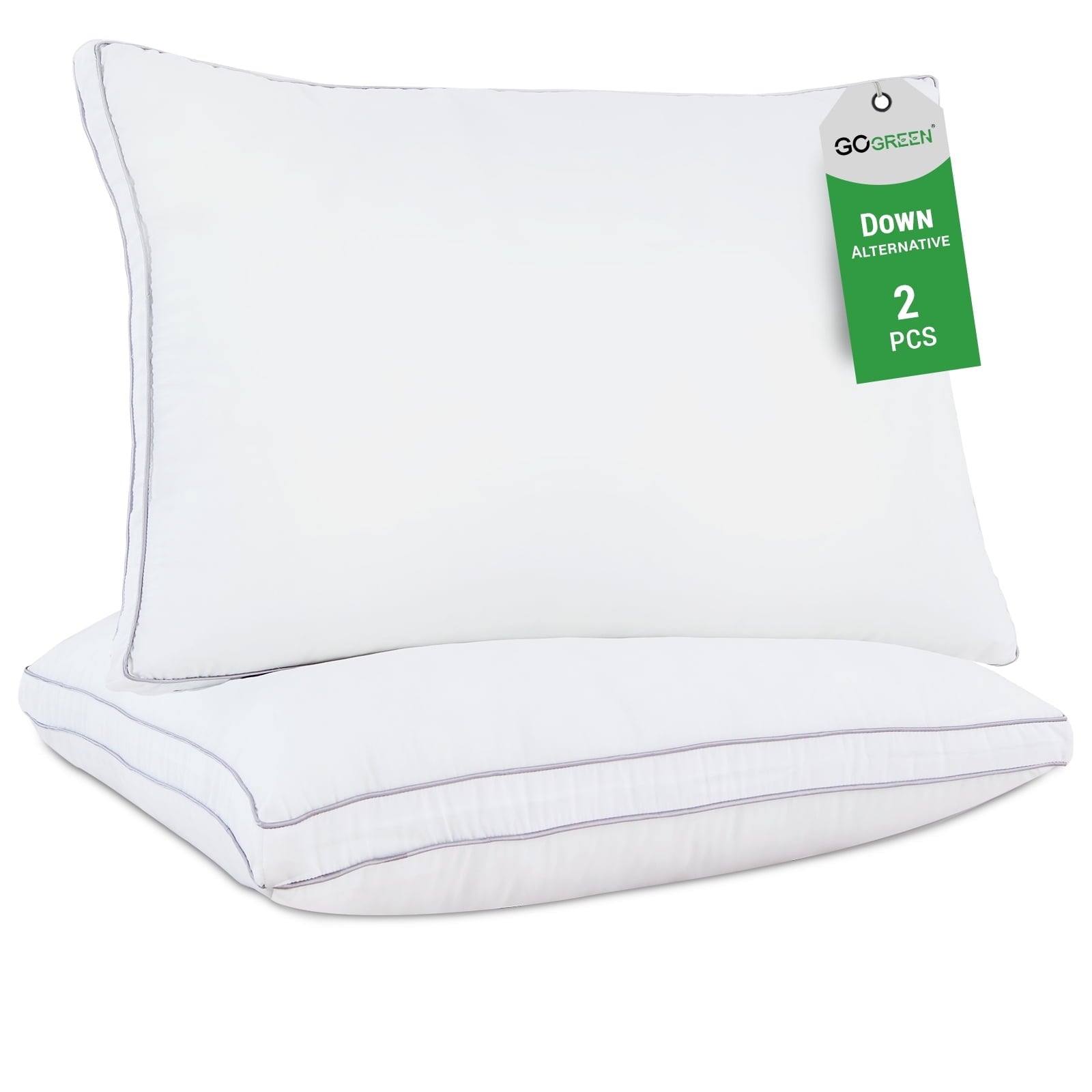 Ergonomic Memory Foam 2 Pack Pillows for Bed, Standard Size Pillows Insert for Side and Back Sleepers, Soft Down Alternative Microfiber Fil... - Hotel Quality Plush Sleeping Pillows - Default Title
