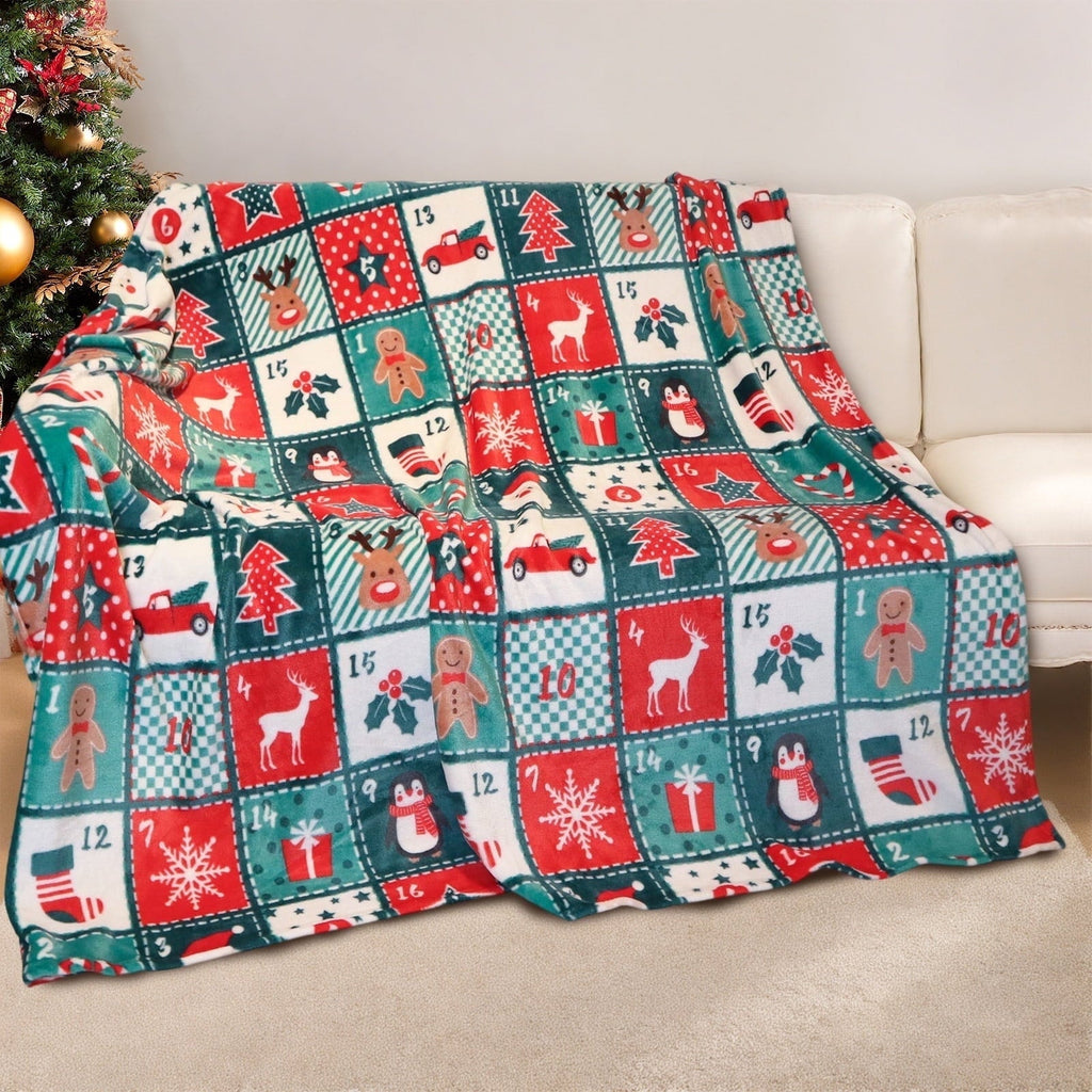 Reversible Sherpa Cozy Blanket Printed Blanket Throw Christmas Blanket - 300 GSM Fleece Blanket Throw Size Blanket for Home Decoration,... - Super Soft Reversible Sherpa Flannel Blanket - Default Title