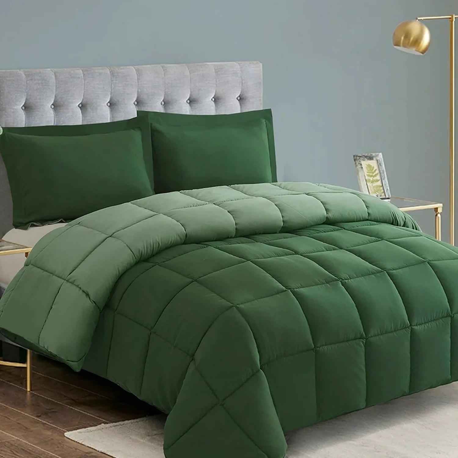 Fluffy Down Alternative Light Weight Down Alternative Comforter Set, Queen, Green, Reversible - Cloud-Like Soft Lightweight Bed Comforter - Default Title