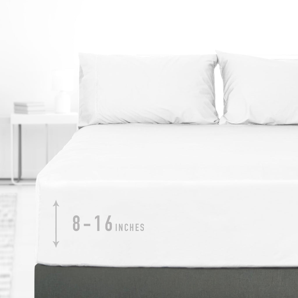 Premium Egyptian Cotton 100% Cotton Queen Size Fitted Sheet Only, 300 Thread Count White Fitted Bed Sheet with 22” Extra Deep Pocket, Soft & ... - Breathable Egyptian Cotton Flat & Fitted Sheets - Default Title
