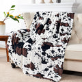 Super Soft Flannel Cow Print Double Sided Faux Fur Throw Blanket, Soft Cozy Fuzzy Black and White Throw, 50x60 inches - Lightweight Plush Warm Blanket for All Seasons - Default Title