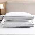 Decorative Plump Gusseted Feather Down Pillow Set of 2, Medium Firm Hotel Bed Pillows 2 Pack, Queen Size for Side Sleepers, 20 x 30 in - Ergonomic Memory Foam Pillow for Neck Pain Support - Default Title