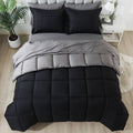 Heavyweight Warmth Queen Size 7 Piece Comforter Set | Bed in a Bag for Unisex Adult | Black/Gray - Hypoallergenic Ultra-Fluffy Quilt for Winter - Default Title