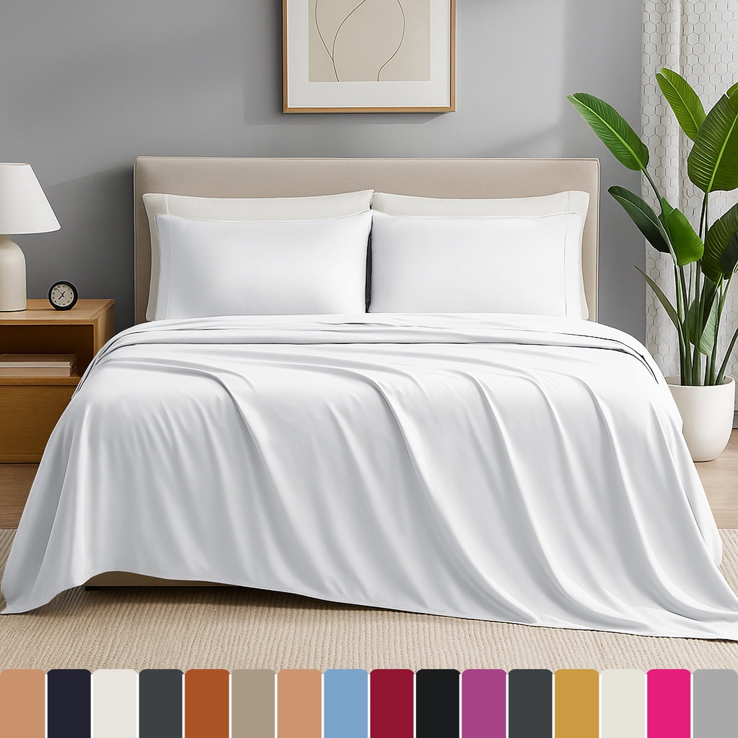 Wrinkle-Resistant IR 3 Piece 1800 Series Deep Pocket Soft Microfiber Solid Bed Sheet Set for Kids, White Twin Size - Breathable Egyptian Cotton Flat & Fitted Sheets - Default Title