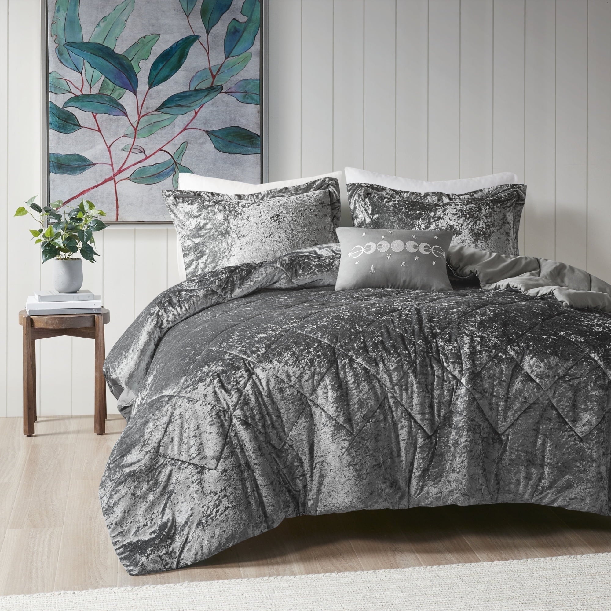 Heavyweight Warmth King/Cal King Size Comforter Sets, Velvet Bedding Comforter Set for All Seasons, Grey Bedding Set with Decor Pillow, ... - Cloud-Like Soft Lightweight Bed Comforter - Default Title