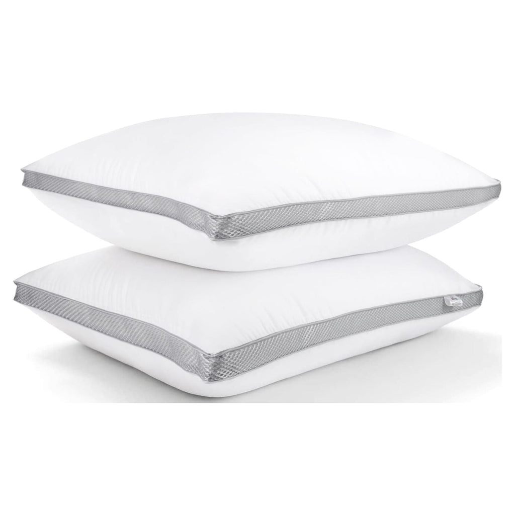 Ergonomic Memory Foam 2 Pack Cotton Down Alternative Pillows,Queen Size Bed Pillows Gusseted Hypoallergenic - Decorative Throw Pillow Cushion for Sofa & Bed - Default Title