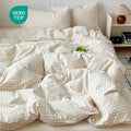 All-Season Soft Beige White Plaid Comforter Twin Sets, 2 Pieces Breathable Plaid Buffalo Checkered Comforter for All Season - Hypoallergenic Ultra-Fluffy Quilt for Winter - Default Title